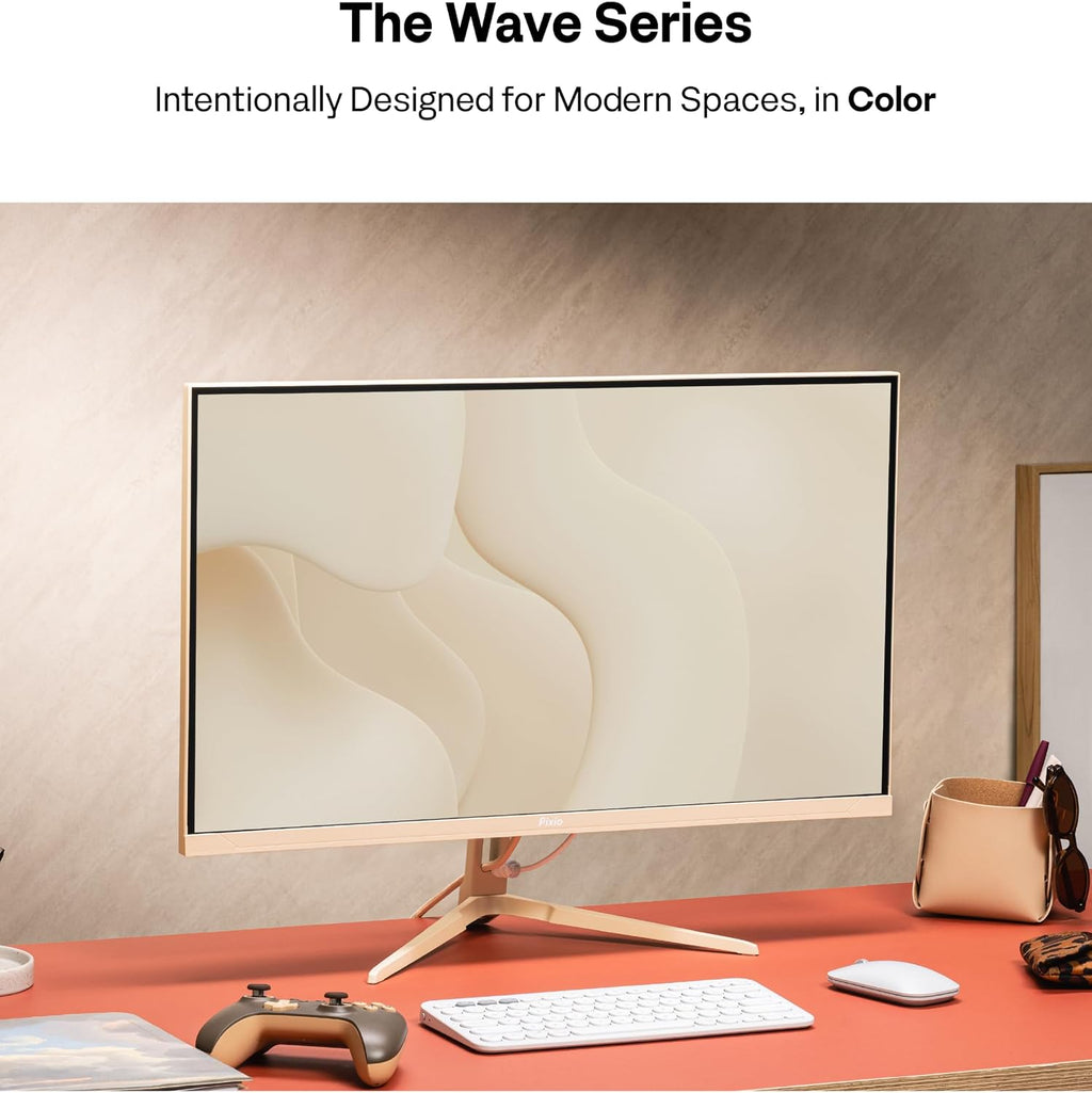 Pixio PX246 Wave Beige 24 inch 120Hz Refresh Rate FHD 1080p Resolution IPS Panel 4ms GTG Response Time Gaming Monitor with Adaptive Sync