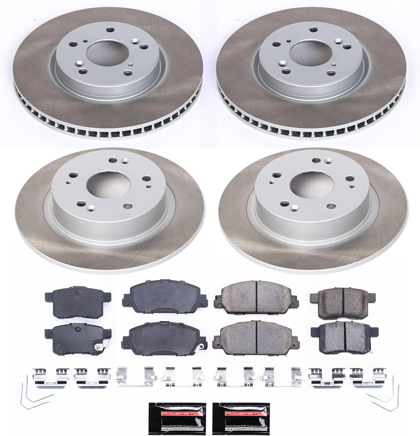 PowerStop Front and Rear Brake Kit for Honda Accord 2013-17 - Ceramic Brake Pads + Semi Coated Rotors Replacement, SC6516