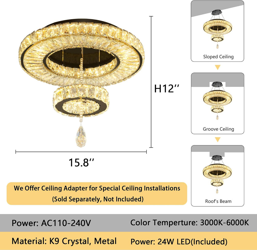 Modern Chandelier Bedroom Light Indoor LED Dimmable Lights Ceiling Chandeliers for Dining Room Kitchen Entryway Black 25W LEDs Fixtures 2000 Lumens