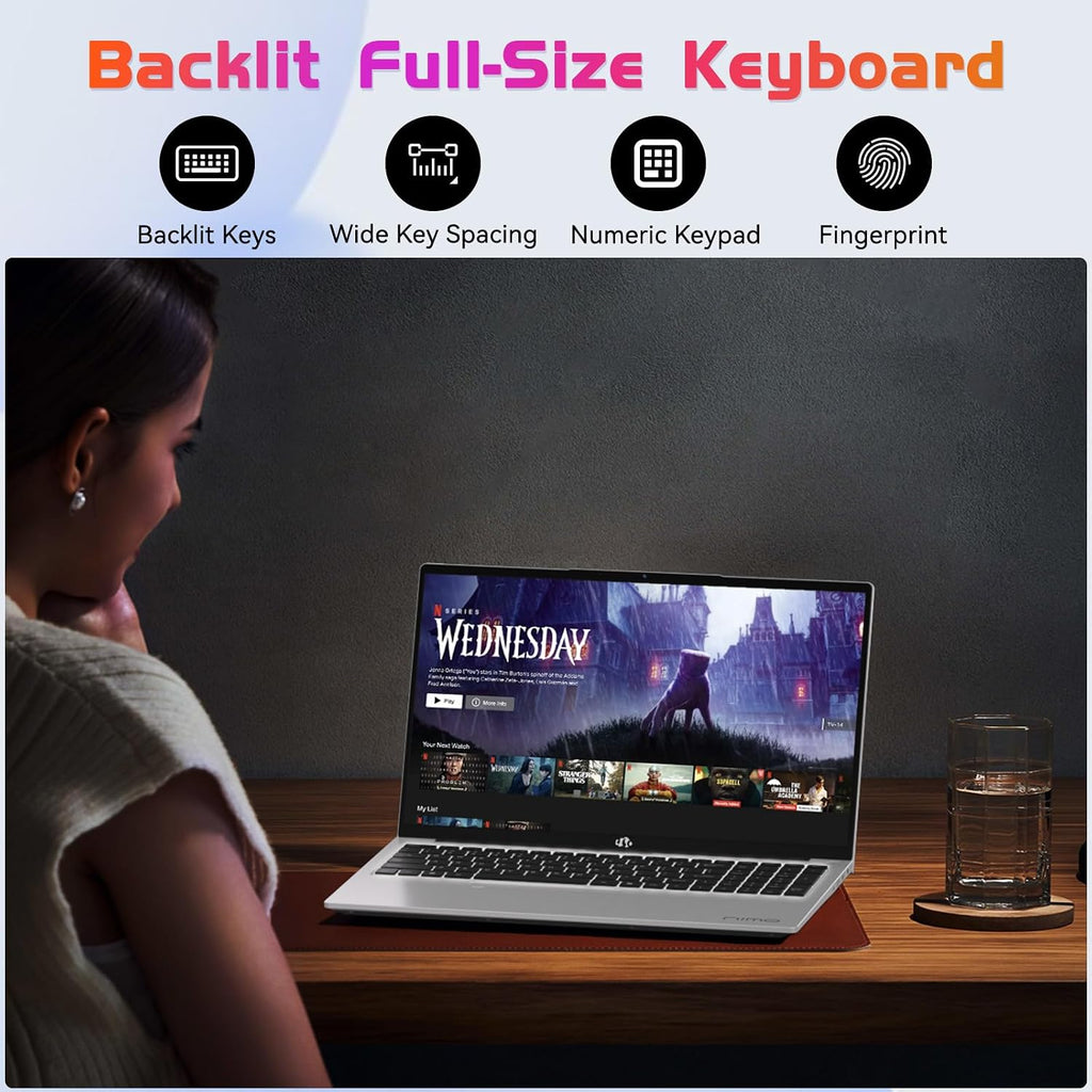 NIMO 17.3' IPS FHD Laptop, Intel 6 Cores i3-1215U 16GB RAM 512GB SSD (Beat Ryzen 5 7520U, Up to 4.4GHz) Computer with 65W Type C Backlit Keyboard Fingerprint, for Home Student and Business