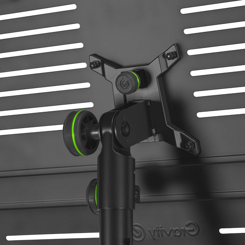 Gravity Laptop Stand LTS T 01 Adjustable Laptop Stand with Holding Pins for DJs and Producers, black