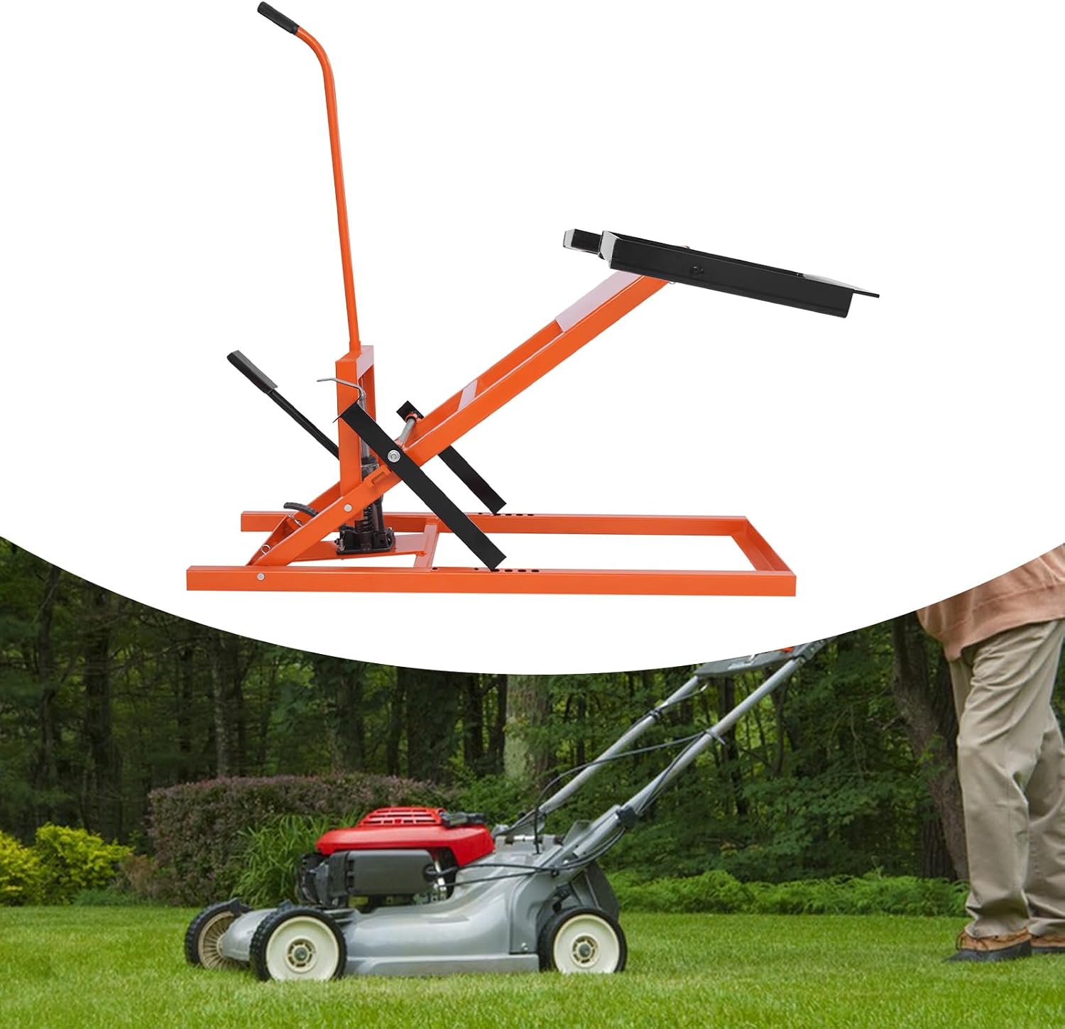 Riding Lawn Mower Lift 500lbs Hydraulic Cylinder Lift Jack for Tractors, ATVs, Lawn Mower Lift for Maintenance/Repair, Telescopic Maintenance Jack Lifting Platform, 44.45-61cm | US Stock