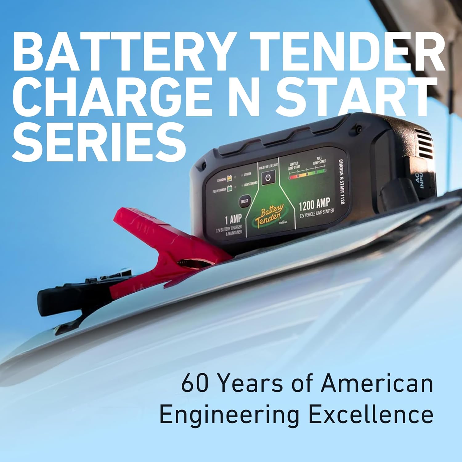 Battery Tender Charge N Start 4120 - Smart 12V/4 AMP Battery Charger and 1200 AMP Jump Starter Combo | 2-in-1 Battery Maintainer for Cars, Motorcycles, ATVs (USA Engineered)