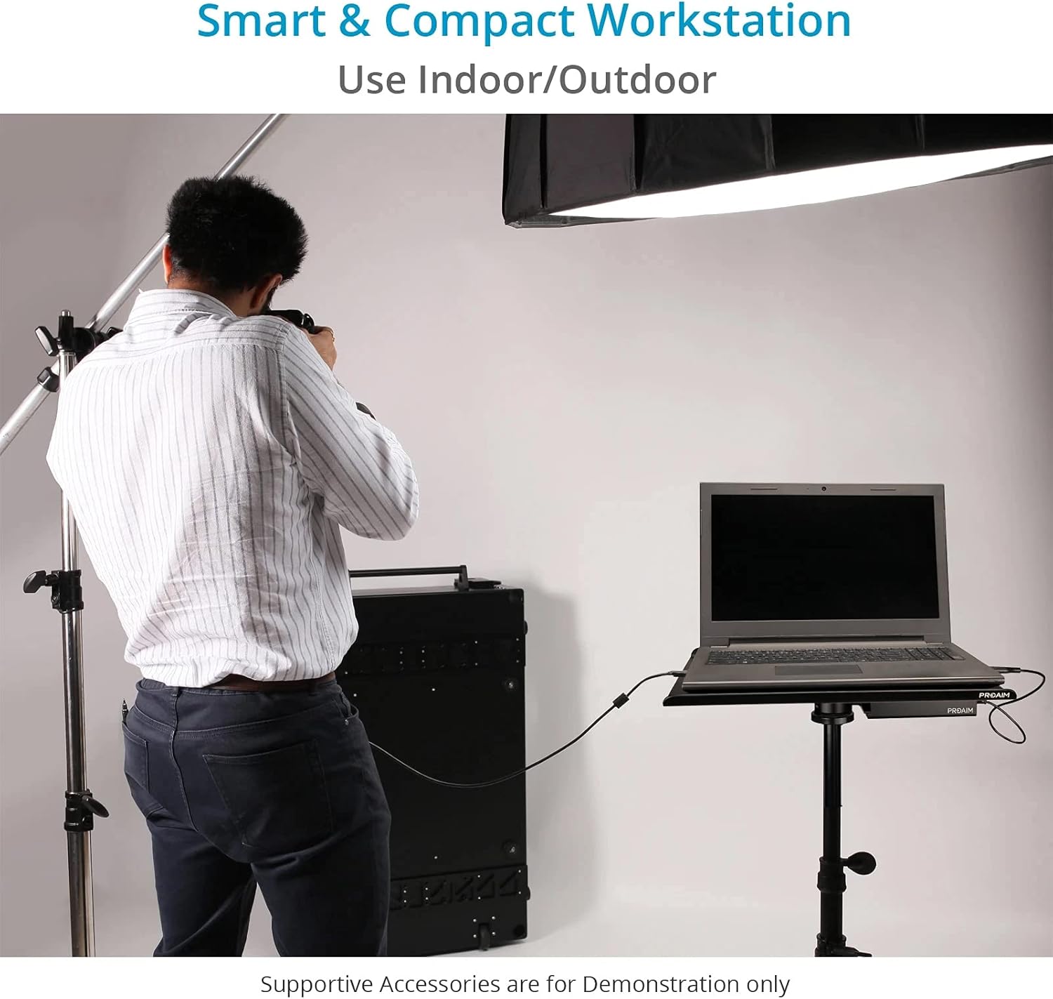 PROAIM Universal Laptop Workstation for Tethered Shooting – Size 16x13' Fits All Laptops | Most Affordable Workstation for Photographers, Videomakers & Filmmakers | Aluminum Desk mounts to C-Stand