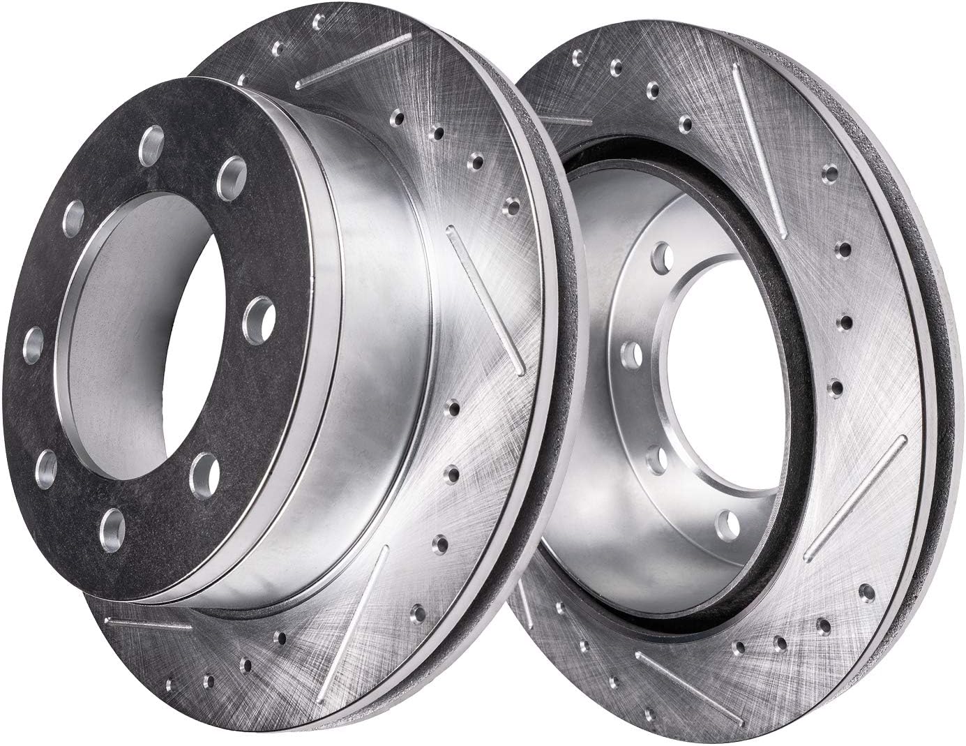 Detroit Axle - 8pc Brake Kit for 2012-2021 Nissan NV1500 NV2500 NV3500 Drilled and Slotted Disc Brake Rotors Ceramic Brake Pads Replacement : 14.17' inch Front and 14.36' inch Rear Rotor