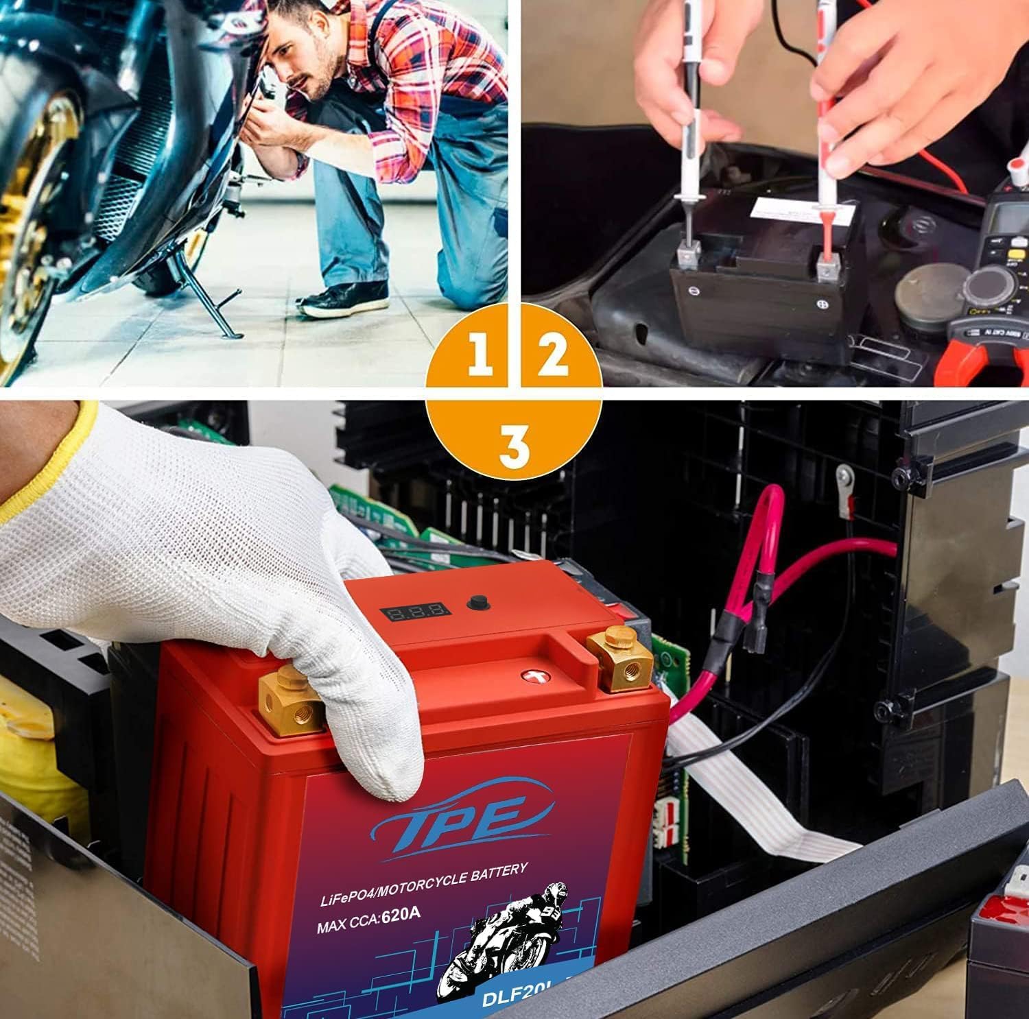 YTX20L Lithium Battery 12V 9Ah 620CCA LiFePO4 Motorcycle Battery, High Power, Lightweight, Maintenance Free, Replaces