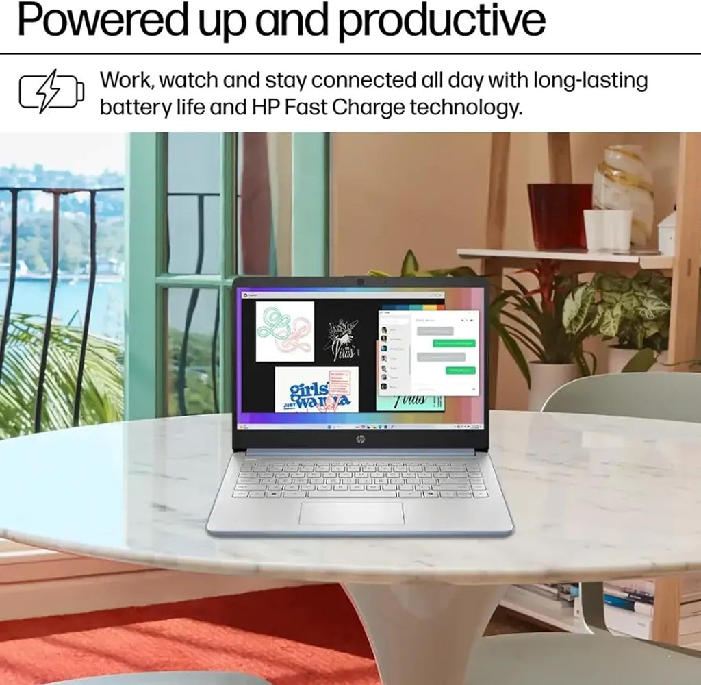 HP 2025 Student Business Laptop Computer - w/1 Year Office 365, 16GB RAM, 128GB UFS & 256GB SD Card, Ai Copilot Intel 4-Core Processor, HD Display, Windows 11 Pro(Blue)