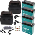 12V 20Ah AGM Sealed Lead Acid Battery Set with 48V 2.5A Charging & Storage Box – SLA Powersports Batteries for ATV UTV Dirt Bike Go Kart Scooter Wheelchair Golf Cart (4 Pack)