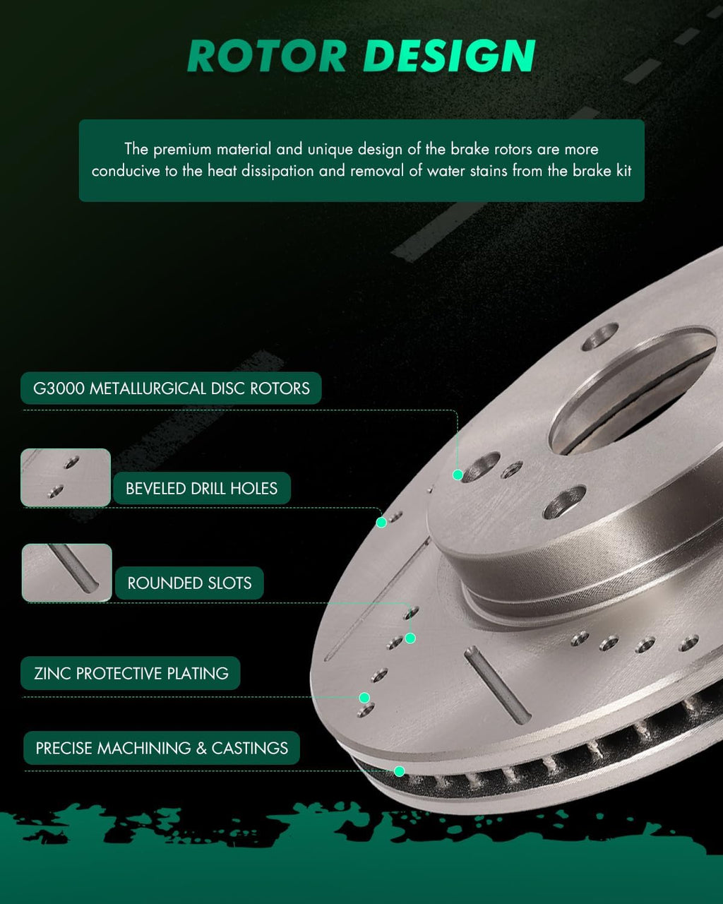 SCITOO Brake Kits For Lexus For HS250h 2010-2012,For Toyota For RAV4 2006-2018 Front Rear Drilled & Slotted Disc Brakes Rotors and Ceramic Brakes Pads Replacement:31440;31443;D1210-8330;D1212-9312