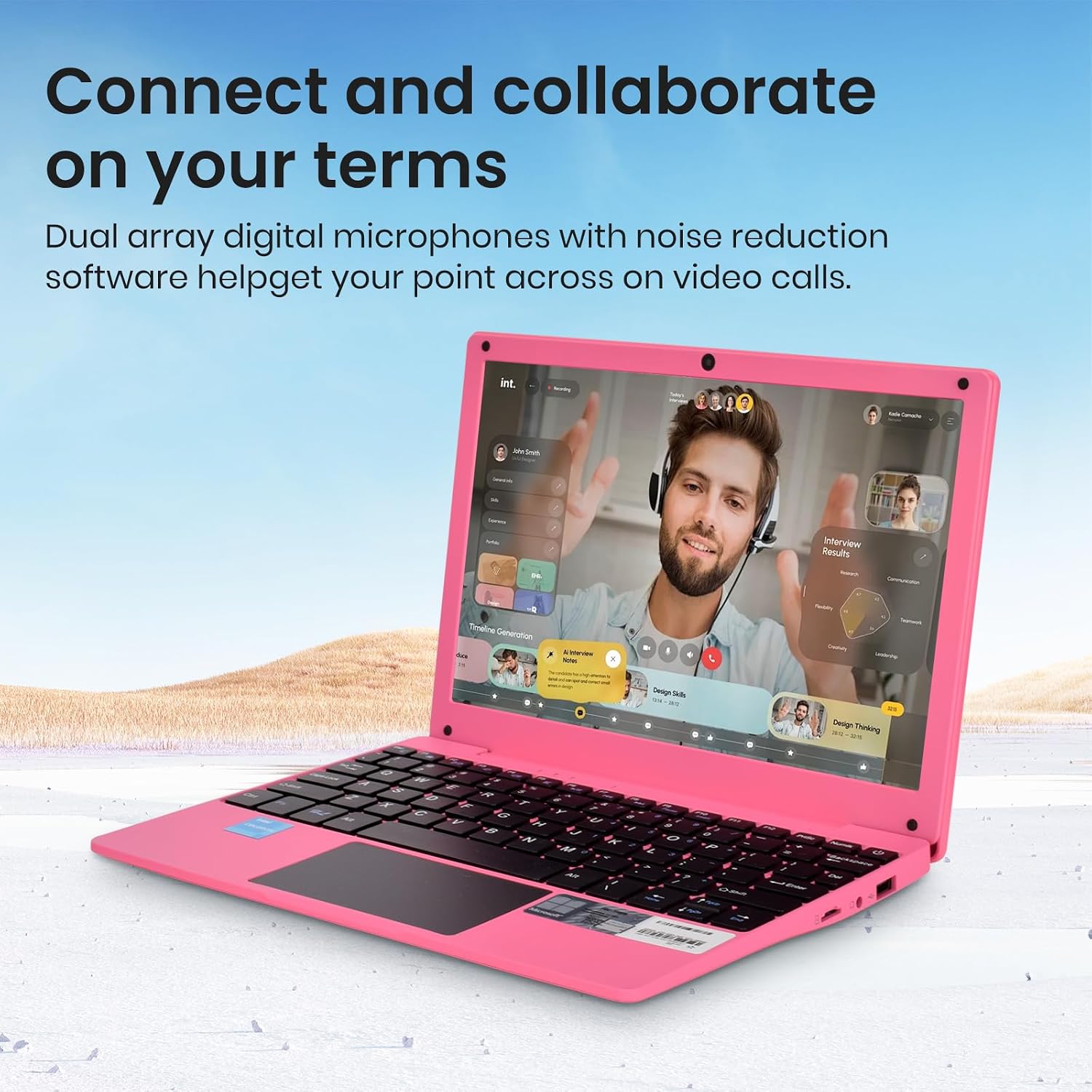 Portable Mini Education Laptop Computer with Celeron N4000 CPU 8GB RAM 256GB SSD HD IPS Screen, Laptop Computer for Learning, Office Work (Red)