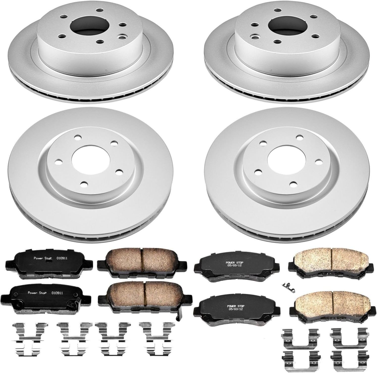 PowerStop Front and Rear Brake Kit for Nissan Rogue 2008-13 | Nissan Rogue Select 2014-15 - Fully-Coated Disc Rotors with Z17 Ceramic Brake Pads Replacement, CRK8268