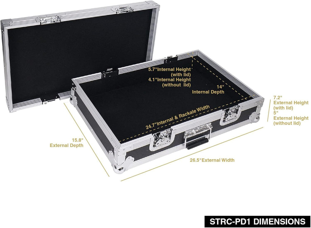 Sound Town Heay-Duty Plywood Gutiar Pedal board ATA Road Case with Pedal Mounting Tape Fastener, Interior: 24.7' x 14' (STRC-PD1)