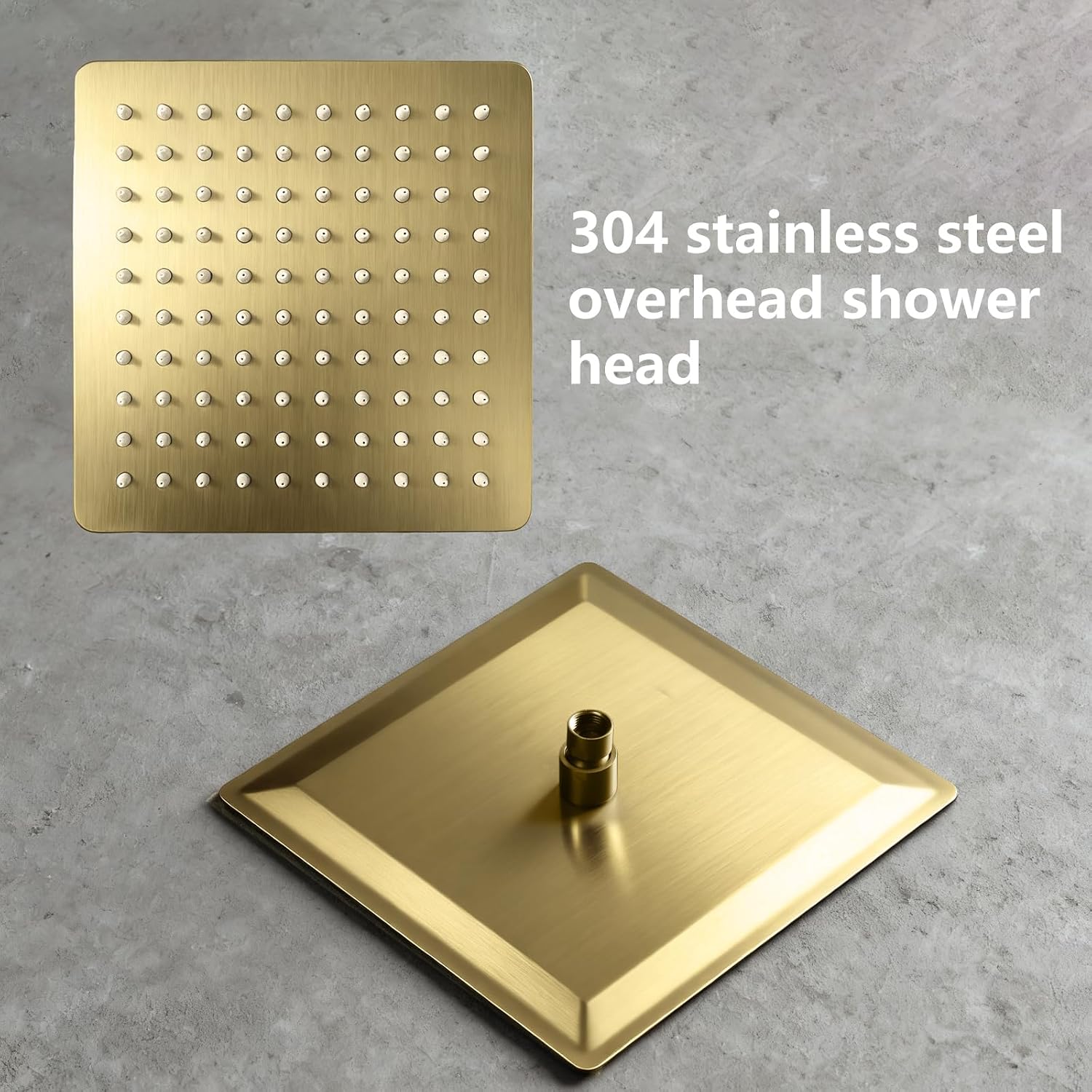 14 X 20 Inch Ceiling LED Rain Shower Head, Dual Rainfall Smart Shower System Set With 8 Inch Wall Head For Two People (Brushed Gold)
