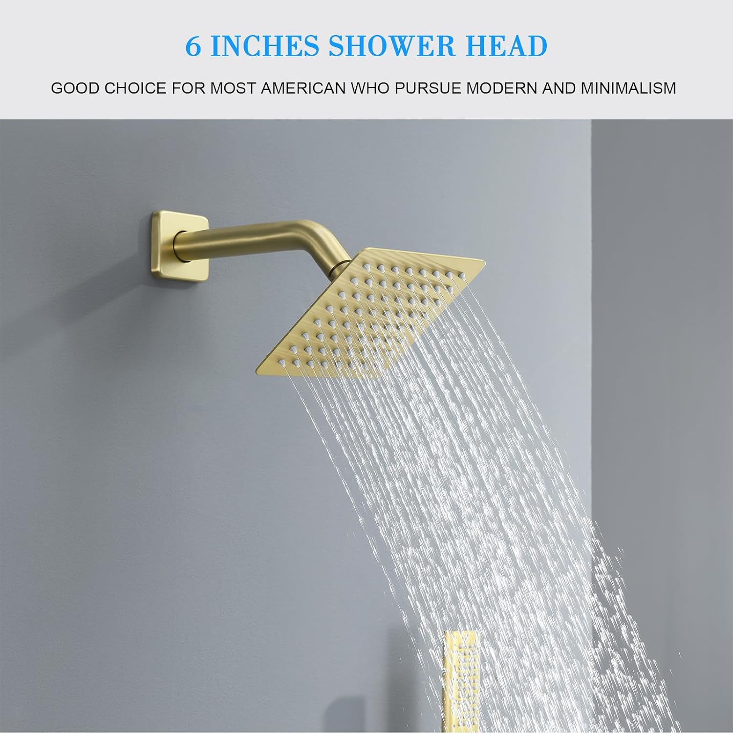Shower Faucet Set, Brushed Gold Shower System with Rain Shower and Handheld Bathroom Ceiling 12 Inch Shower Set with Valve