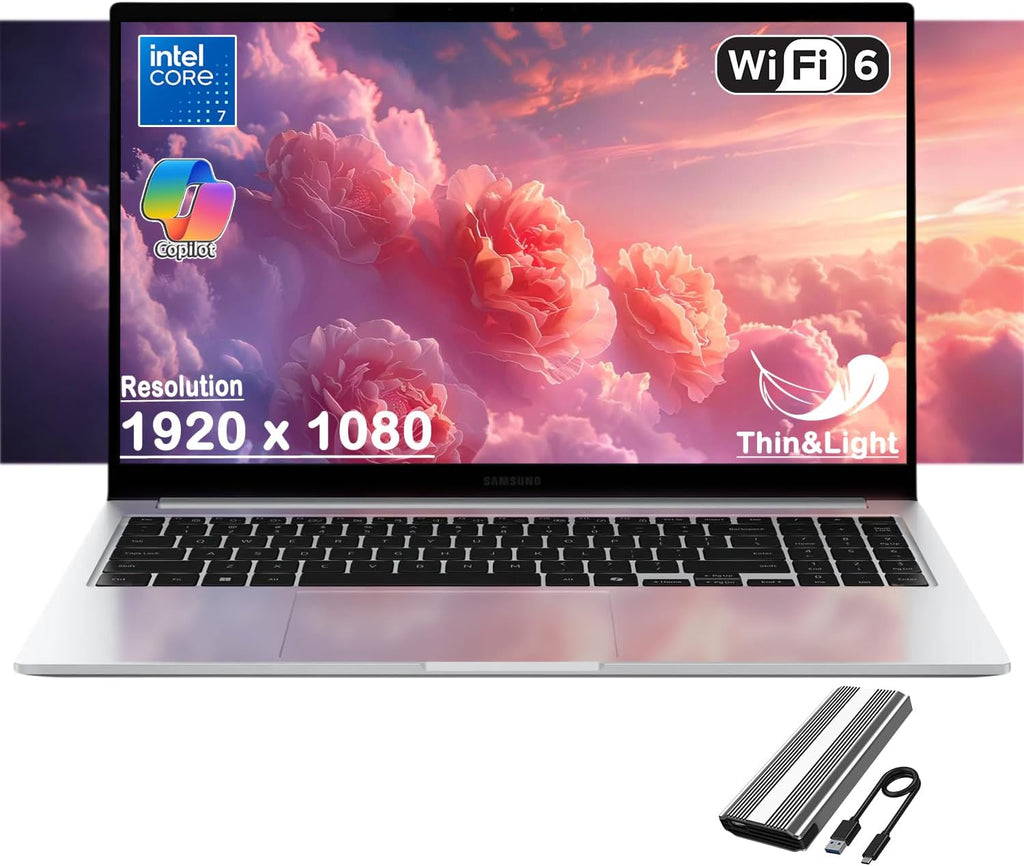 Samsung Galaxy Book4 Business Laptop, 15.6' FHD LED Display, Intel 10-core 7-150U, Copilot AI PC, Long-Lasting Battery, Backlit Keyboard, Fingerprint, Windows 11H, w/128GB PSD (16GB RAM | 4TB SSD)