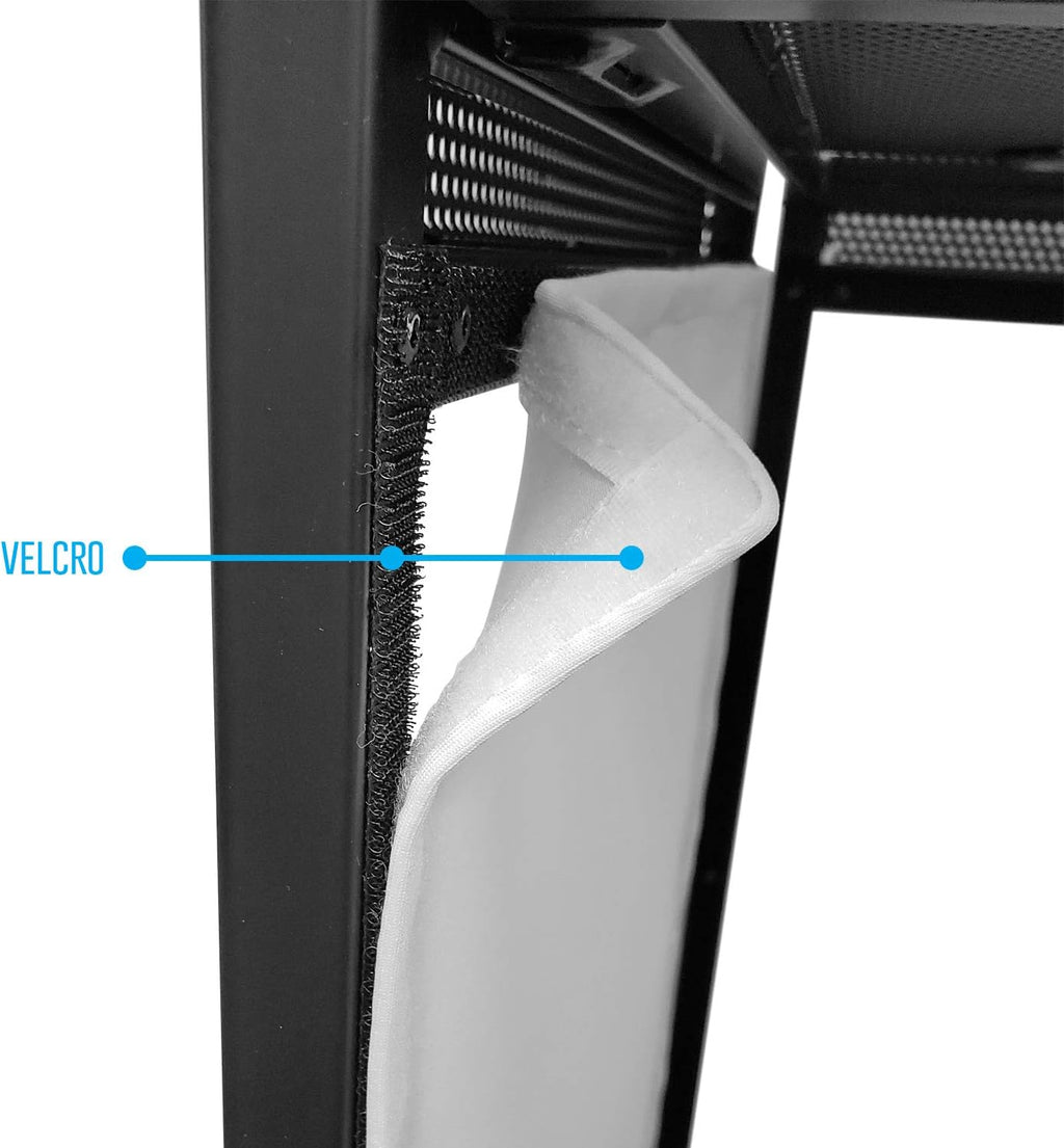 AxcessAbles Portable DJ Facade Booth with Black and White Lighting Scrims, Carry Cases | Standing DJ Table - 40' x 20' | DJ Controller Stand | Recording Mixer Stand | DJ Booth (ES-01)