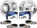 Detroit Axle - Brake Kit for 15-20 VW Passat, 12.28 inch Front and 10.70 inch Rear Drilled & Slotted Disc Brake Rotors Ceramic Brake Pads 2015 2016 2017 2018 2019 2020 Replacement