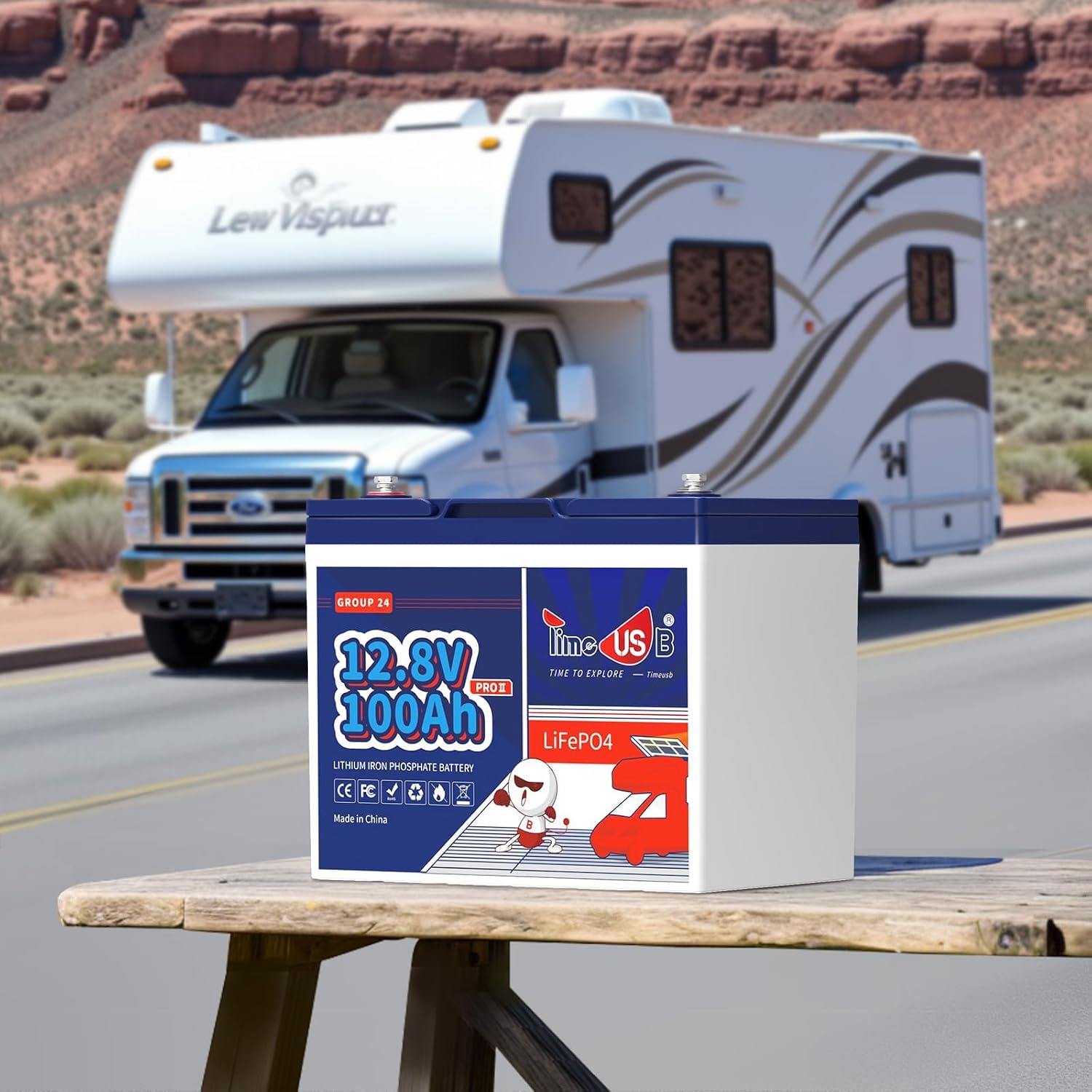 12V 100Ah RV LiFePO4 Battery Group 24, Timeusb 12.8Volt Lithium Battery with 100A BMS, Up to 15000 Deep Cycle Battery for RV Camper, Solar, Trolling Motor, Marine, Travel Trailer, Energy Storage