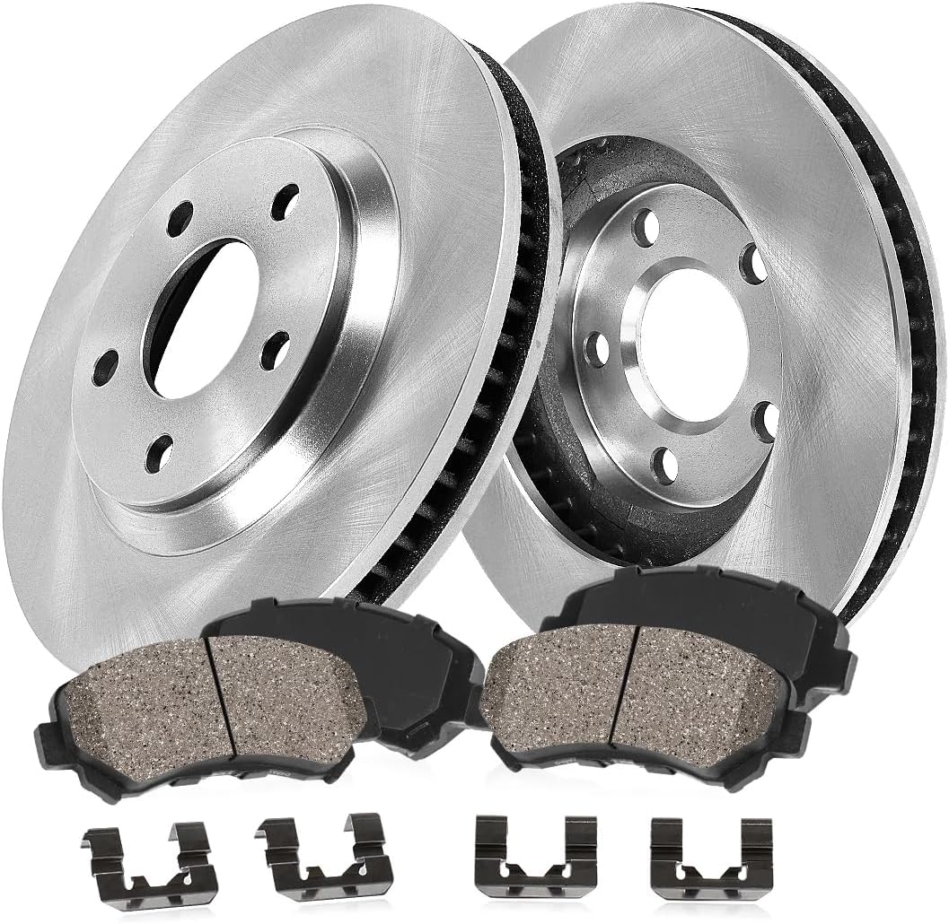 Callahan Brake Parts Front Brake Kit For Buick Enclave 2008-17 |Chevrolet Traverse 2009-17 |GMC Acadia 2007-16 |Acadia Limited 2017 - Disc Rotors with Ceramic Brake Pads + Hardware, EBYK018776