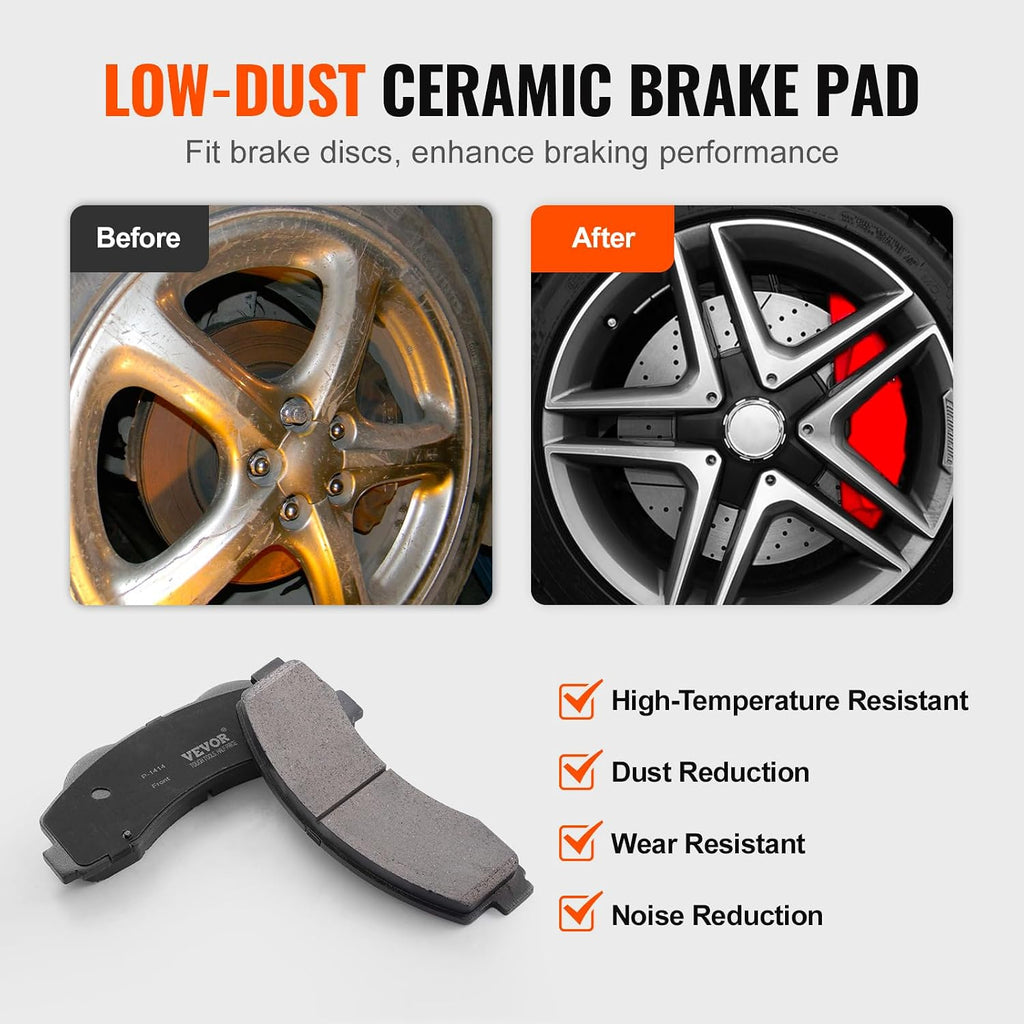 VEVOR Brake Kit Front and Rear, Compatible with 2012-2020 Ford F-150 (MPB only), Drilled and Slotted Brake Rotors Ceramic Brake Pads Replacement, 13.8' Front Rotors 13.7' Rear Rotors