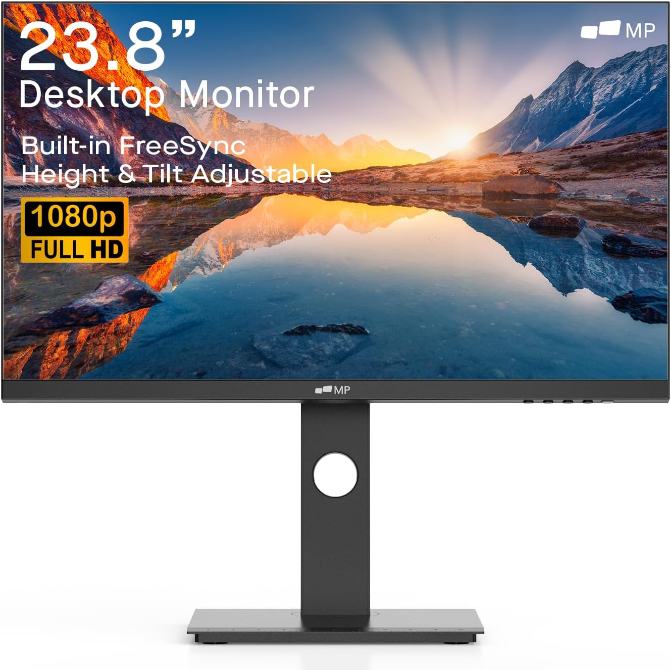 New Mobile Pixels 23.8'' Computer Monitor, 75Hz FHD1080P IPS Monitors with VESA Mounting, Rotatable, Height/Tilt Adjustment for Ergonomic Viewing, Frameless, Anti-Glare, Gaming Monitor with FreeSync