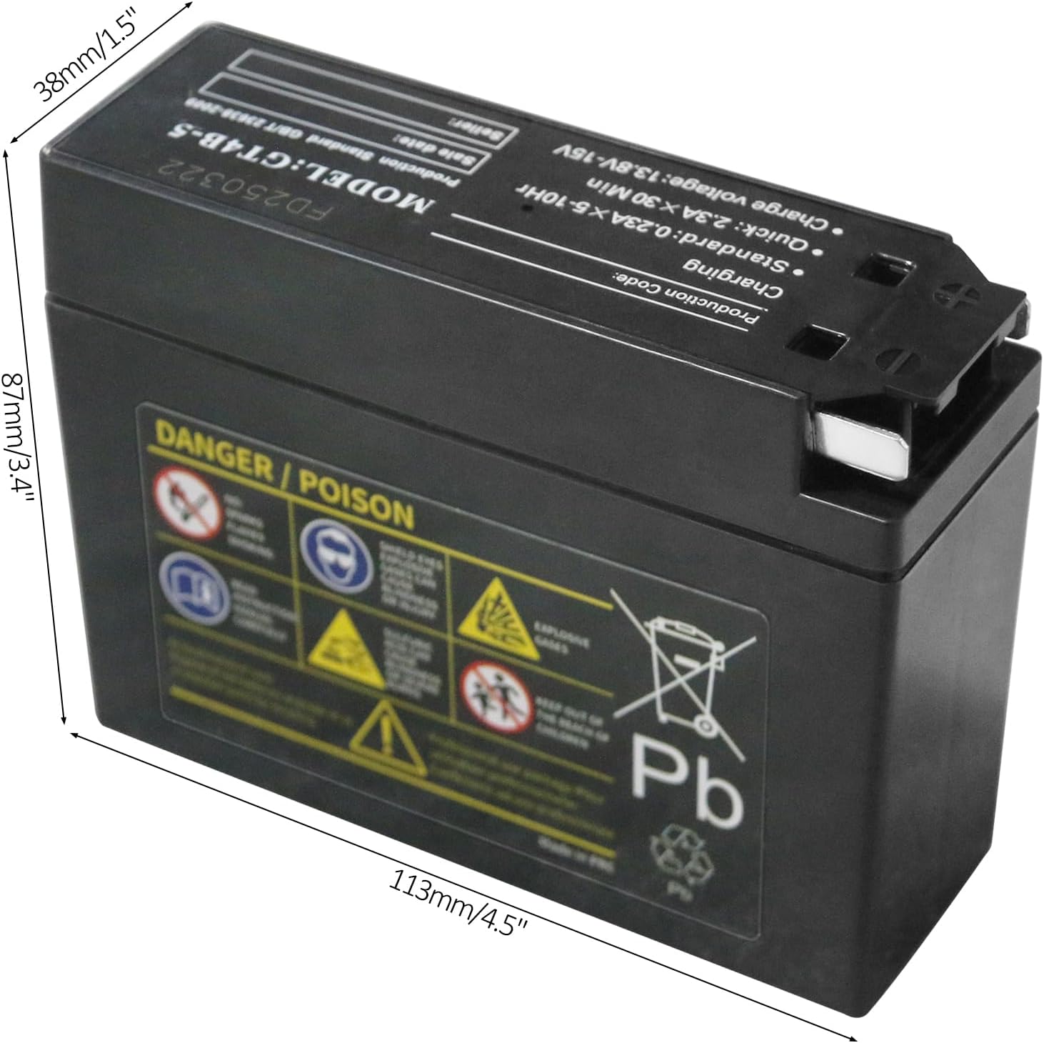 Motorcycle Battery for ATV, UTV, Lawn Mower, Scooter (4)