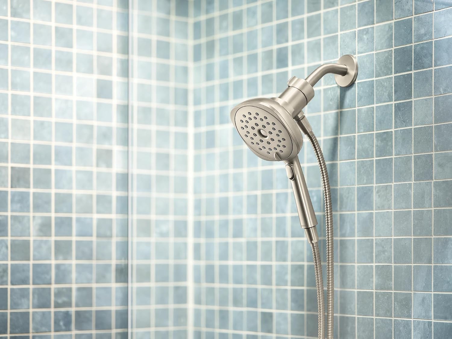 Moen Verso Infiniti Dial Square Handheld Shower, 5-Inch Diameter Spray Head, Brushed Nickel, 220H5BN