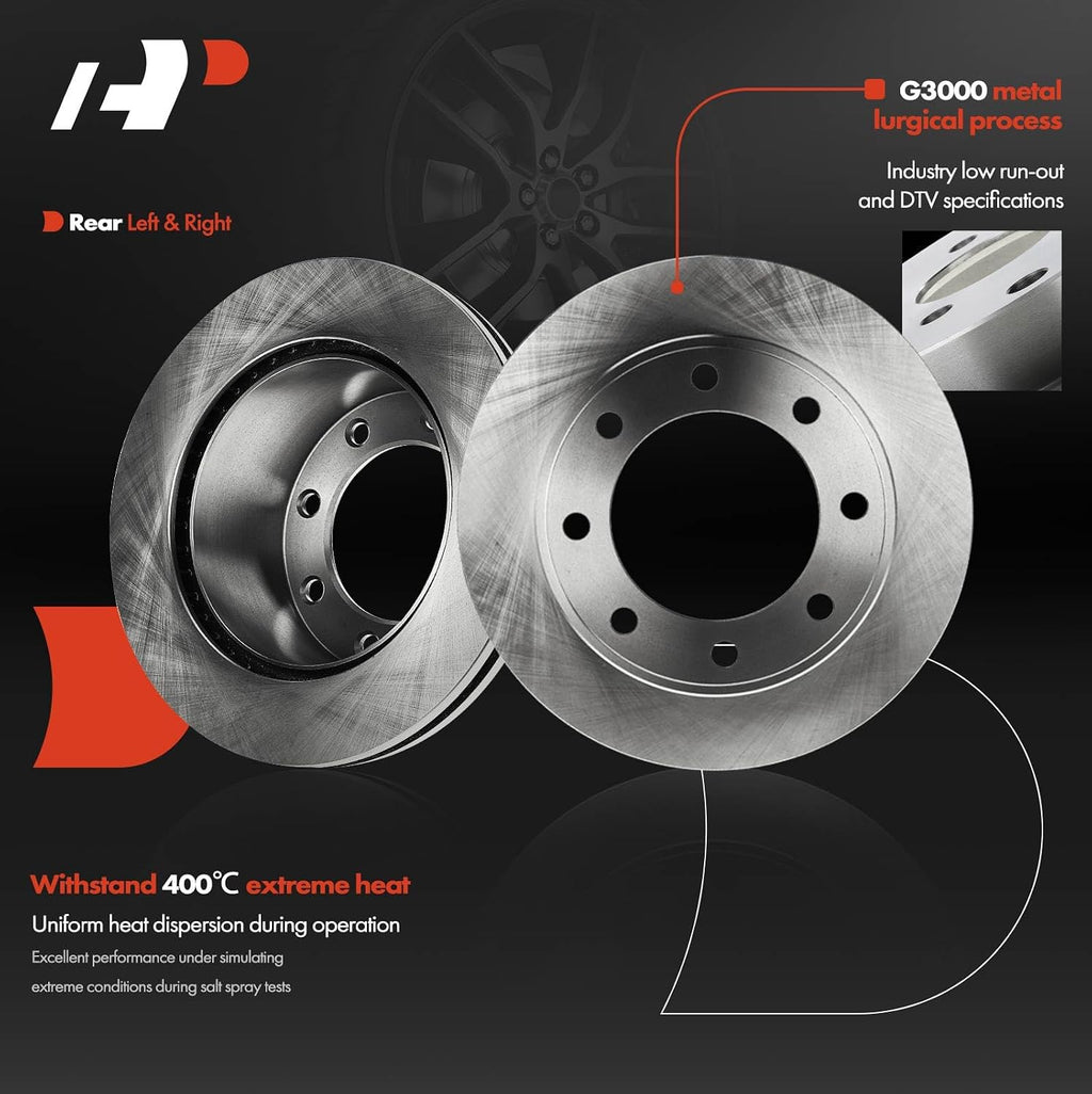 A-Premium Front & Rear Vented Disc Brake Rotors + Ceramic Pads Kit Compatible with Select Ford Models - For F-250 Super Duty/F-350 Super Duty 2005 2006 2007, 12-PC Set