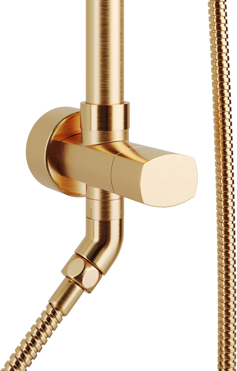 PULSE ShowerSpas Kauai III Brushed Gold Rain Shower Head with Handheld Spray - 2.5 GPM, 8' Showerhead, 5-Function HandShower, Adjustable Slide Bar - Shower Heads with Handheld Spray Combo