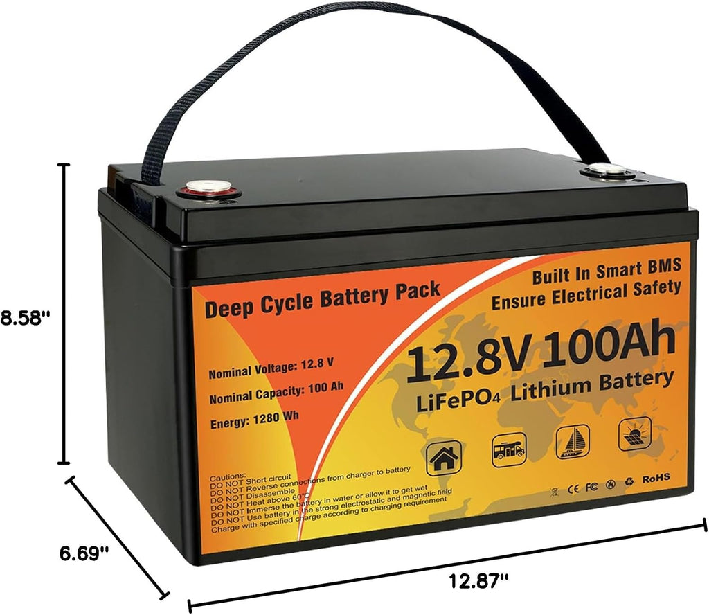 12V 100Ah LiFePO4 Battery, Lithium Battery Group 31 Smart 100A BMS, 15000+ Deep Cycles 10-Year Lifespan Low Temp Protection Lightweight Batteries for Trolling Motor, RVs, Boat, Marine, Yacht, Off-Grid