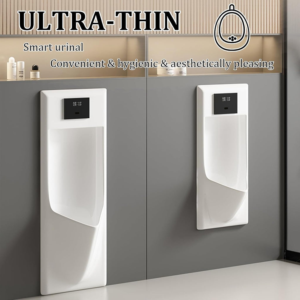 Commercial Washout Urinal,Induction Adult Urinal,Splash-Proof Male Urinals,Modern Wall-Mounted Ceramic Urinals,for Bathrooms,Hotels,Shopping(Black,Floor-standing)