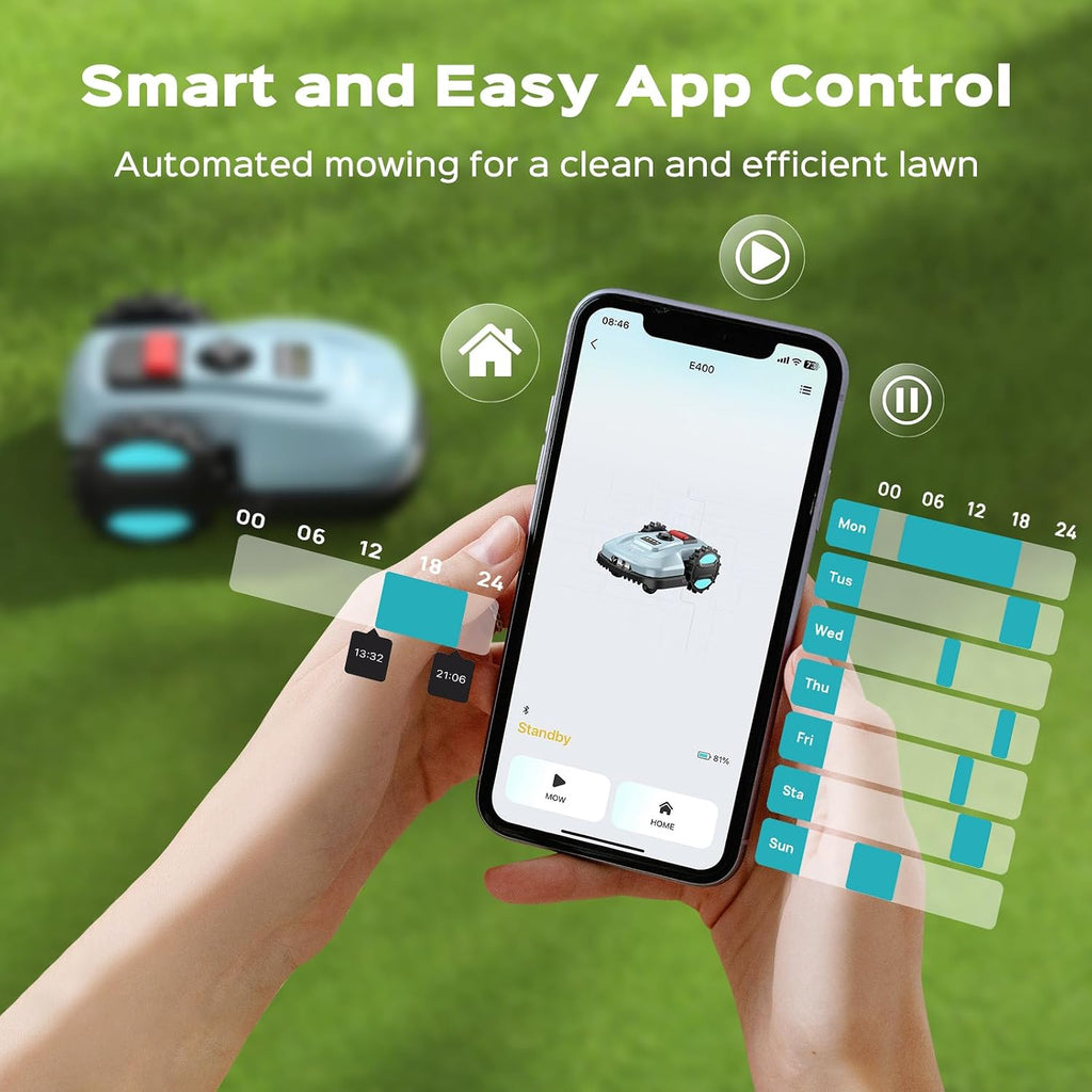 Robotic Lawn Mower with App-Controlled, Self-Charging Automatic Mower, Custom Cutting Height, Weather Sensor & Obstacle Detection, Ideal for Lawns up to 4300 sq.ft