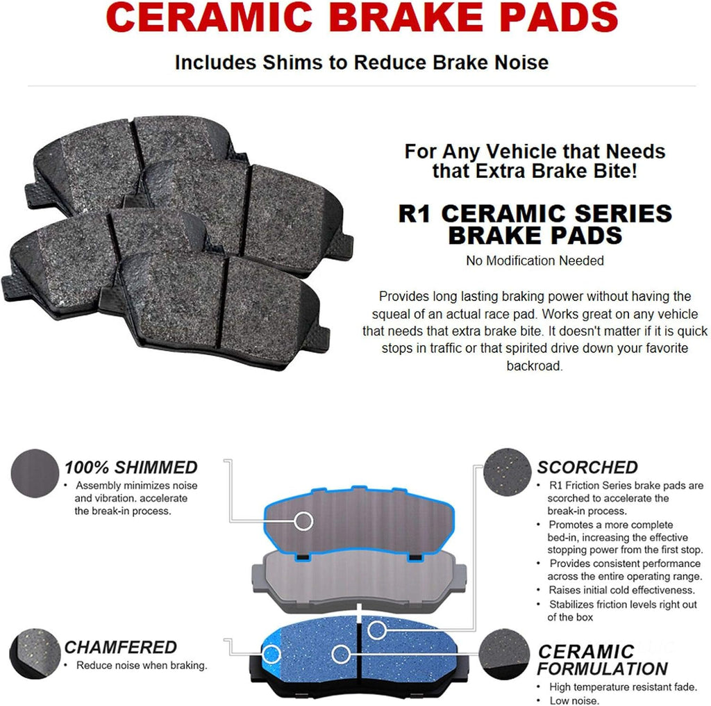 R1 Concepts Front Brake Kit Fits 2013-2019 Nissan Sentra| Ceramic Brake Pads and Blank Brake Rotors| 11.0' Front
