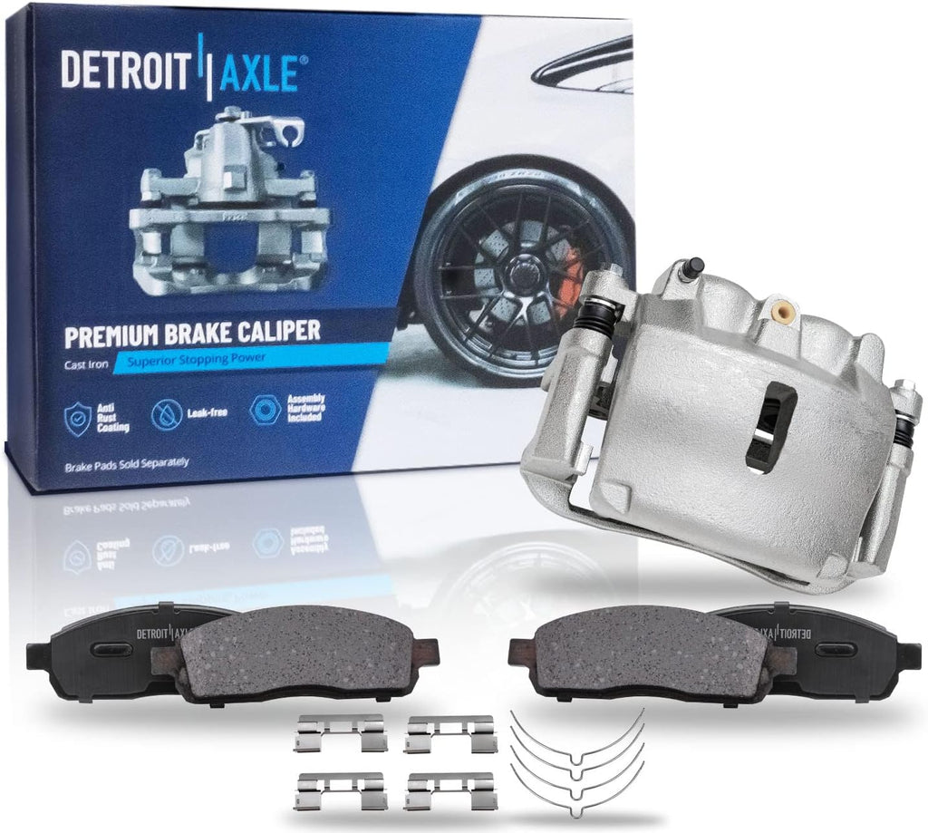 Detroit Axle - Front Brake Kit for 2005-2008 Ford F-150 Lincoln Mark LT Disc Brake Caliper w/Bracket Ceramic Brake Pads w/Hardware 2006 2007 Replacement