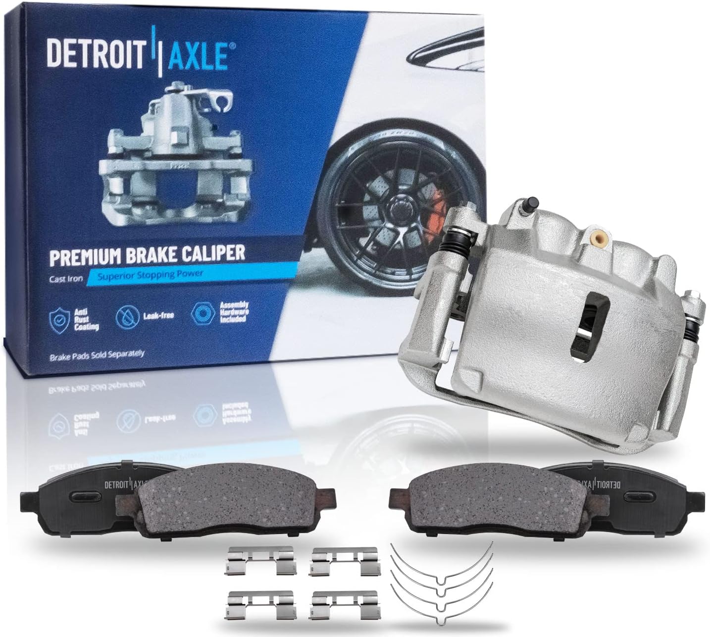 Detroit Axle - Front Brake Kit for 2005-2008 Ford F-150 Lincoln Mark LT Disc Brake Caliper w/Bracket Ceramic Brake Pads w/Hardware 2006 2007 Replacement