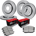 R1 Concepts Front and Rear Brake Kit Fits 2011-2013 INFINITI QX56; 2014-2024 INFINITI QX80; 2017-2024 Nissan Armada| Optimum Oep Brake Pads and Blank Brake Rotors| 13.8' Front & 13.8' Rear