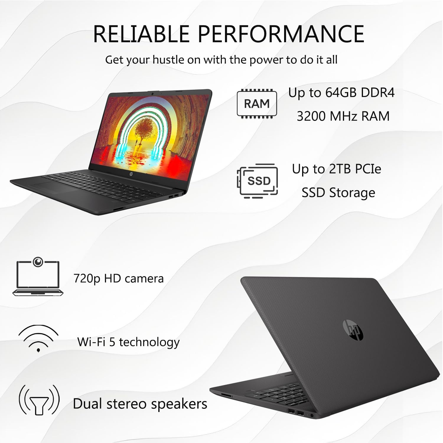 HP 15 Laptop(Include 1 Year Office 365), 16GB RAM, 512GB SSD, 15.6' FHD 1080p IPS Display, AMD Athlon Silver 3050U Processor, Ethernet Port RJ-45, SD Card Reader, Windows 11 Pro, WOWPC Recovery USB