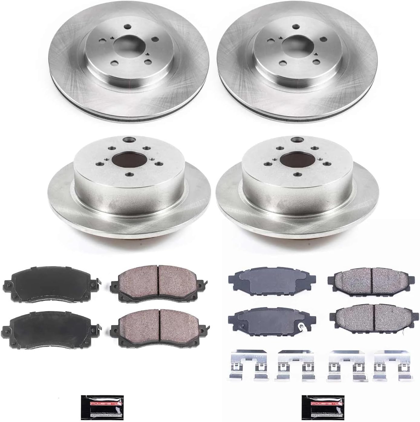 PowerStop Front and Rear Brake Kit for Subaru Crosstrek 2018-22 | Subaru Impreza 2017-22 - Z17 Ceramic Brake Pads & Disc Rotors Replacement, KOE7927