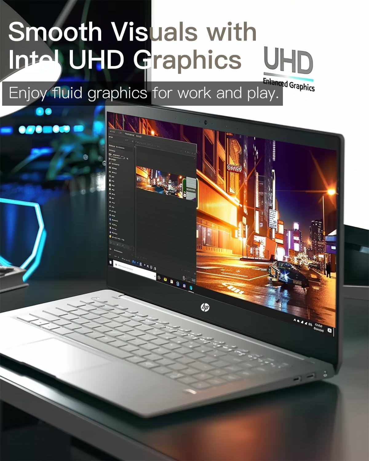 HP Flagship Everyday Laptop Computer - Win 11 Pro & AI-Powered 1-Y Office 365 • Intel Quad-Core(up to 3.4GHz) • Long Battery • 16G RAM • 128G UFS • w/256G SD Card & DVD Drive for Student & Business