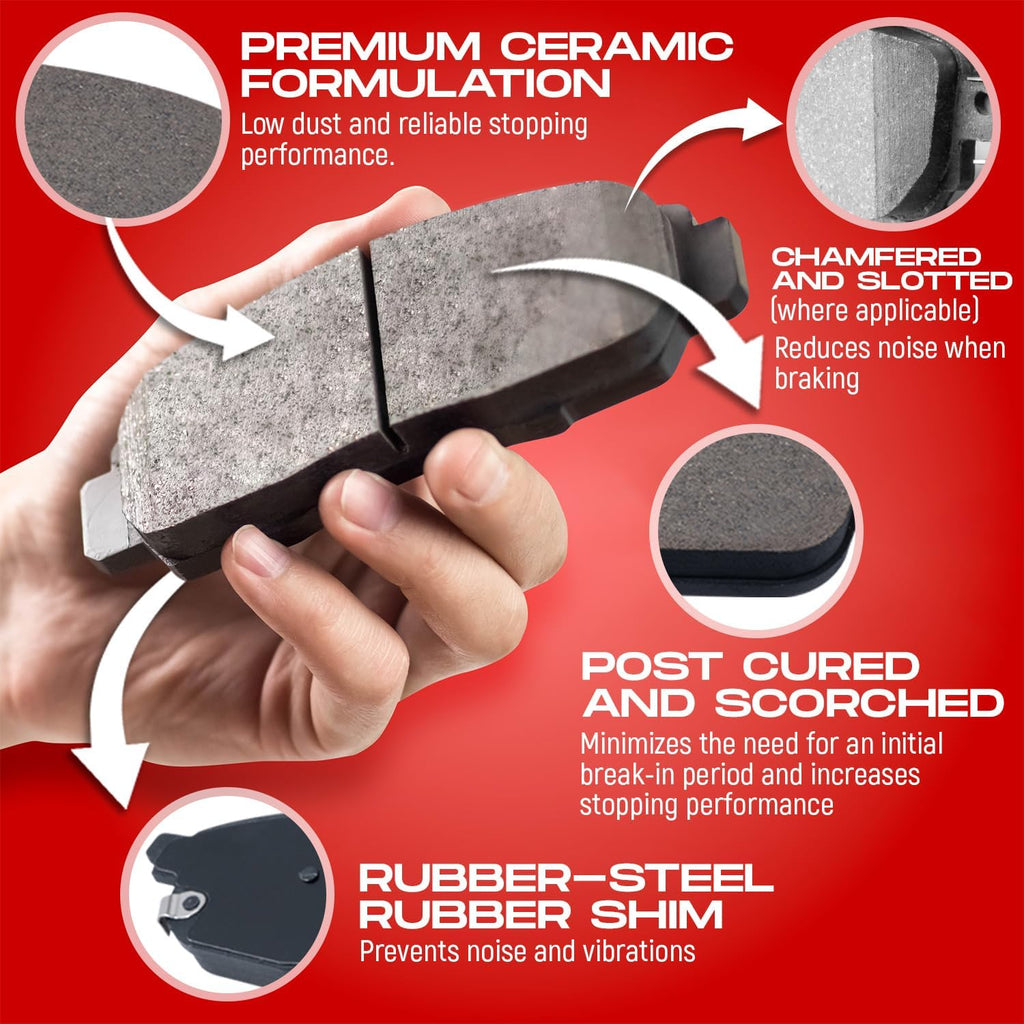 R1 Concepts Front Brake Kit Fits 2005-2006 Chrysler Crossfire; 2002-2004 Mercedes-Benz SLK32 AMG| Ceramic Brake Pads and Blank Brake Rotors| 13.0' Front