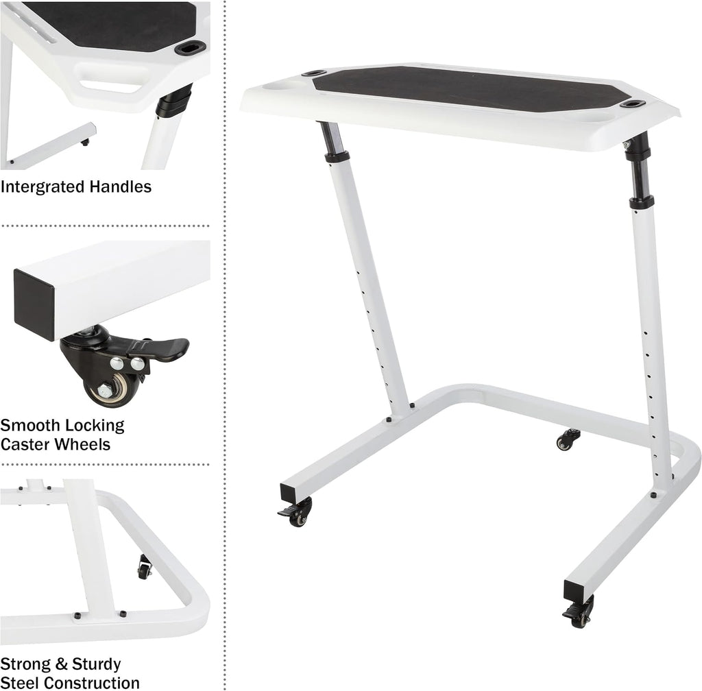 Bike Desk - Rolling Laptop Cart for Stationary Bike or Trainer - Adjustable Standing Desk to Exercise While Working or Watching TV by RAD Cycle