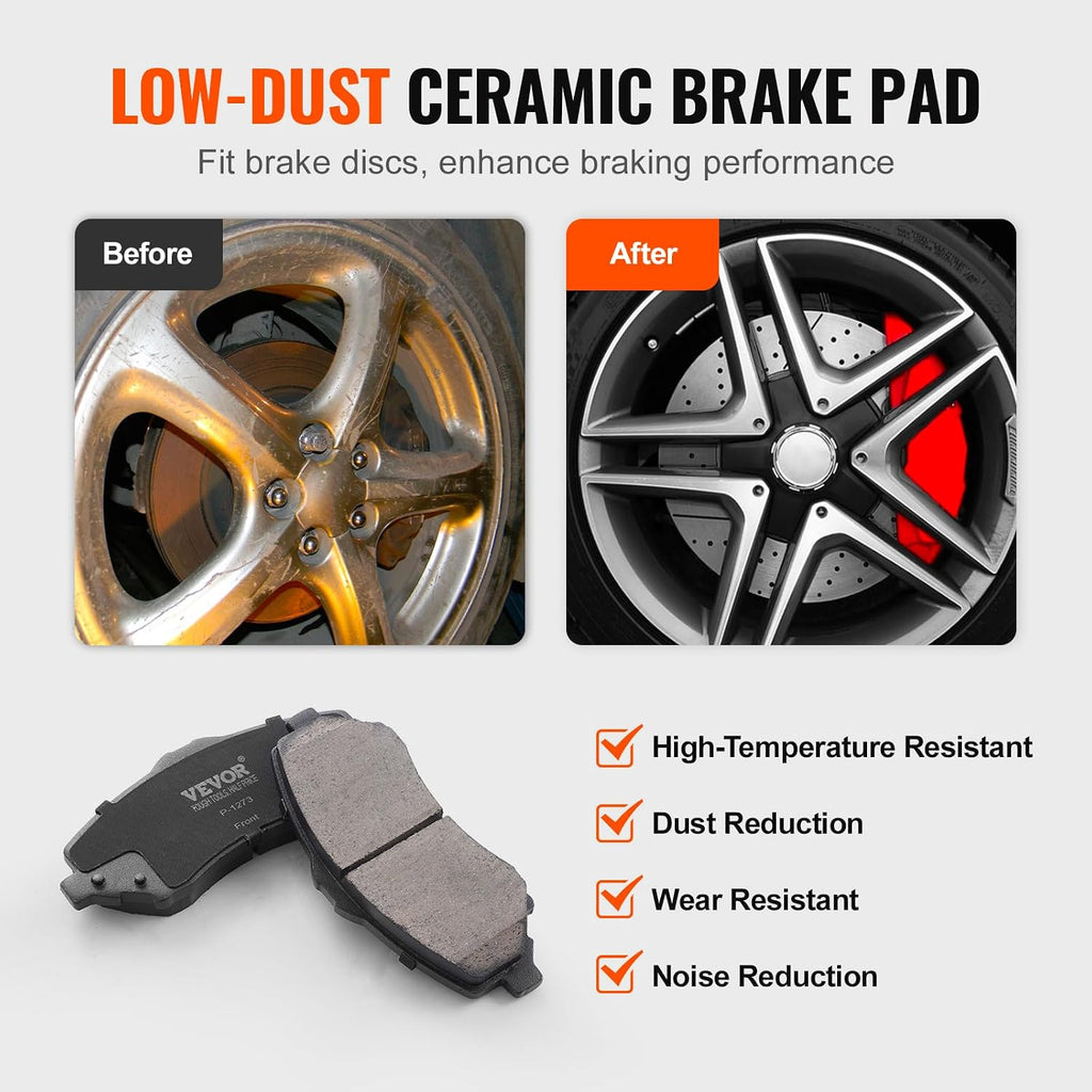 VEVOR Front and Rear Brake Kit Compatible with 2007-2017 Jeep Wrangler, Drilled and Slotted Brake Rotors Ceramic Brake Pads Replacement, 11.9' Front Rotors 12.4' Rear Rotors