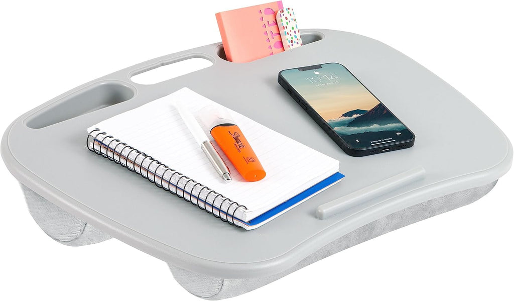 LAPGEAR MyDesk Lap Desk with Device Ledge and Phone Holder - Cool Gray - Fits up to 15.6 Inch Laptops - Pack of 12 - Style No. 44005