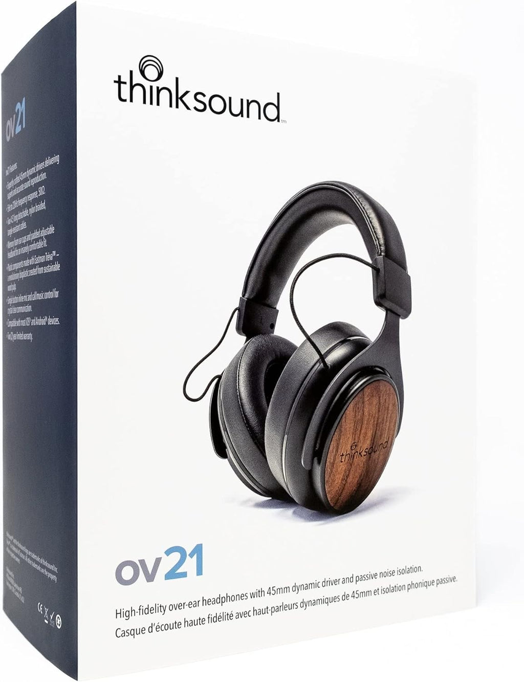 thinksound ov21- Wired Headphones - Over Ear Closed Back Pro Studio Monitor with Mic Professional Grade, Critically Acclaimed, with Detachable Corded Cable for Recording, DJ, Guitar, Music, Podcast