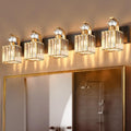 Modern Bathroom Vanity Light, 5-Light Black Gold Bathroom Lighting Fixtures Over Mirror, 36.3' Crystal Wall Light Sconce for Bathroom/Bedroom/Vanity, Includes LED Bulbs, Easy Installation