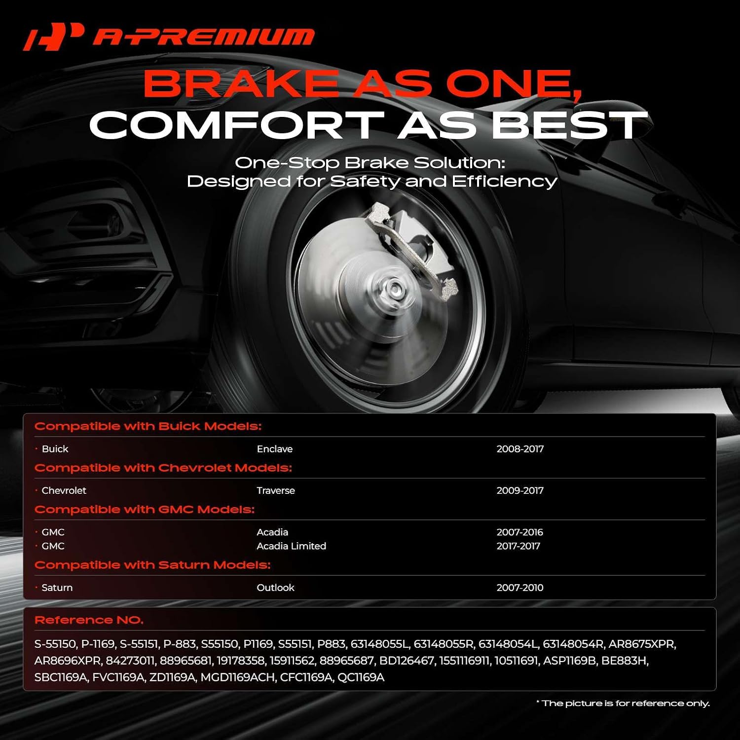 A-Premium Front and Rear Drilled and Slotted Disc Brake Rotors + Ceramic Pads Kit Compatible with Select Buick, Chevy, GMC & Saturn Models - Enclave, Traverse, Acadia, Acadia Limited, Outlook, 12-PC