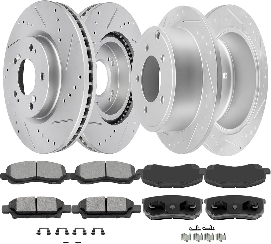 SCITOO (Front 293.9 mm Rear 262 mm) Brake Rotors (5 Lugs) and Pads Kits Fit For Chrysler 200 2011-2014,For Chrysler Sebring 2007-2010,For Dodge Avenger 2008-2014,For Dodge Caliber 2007-2012