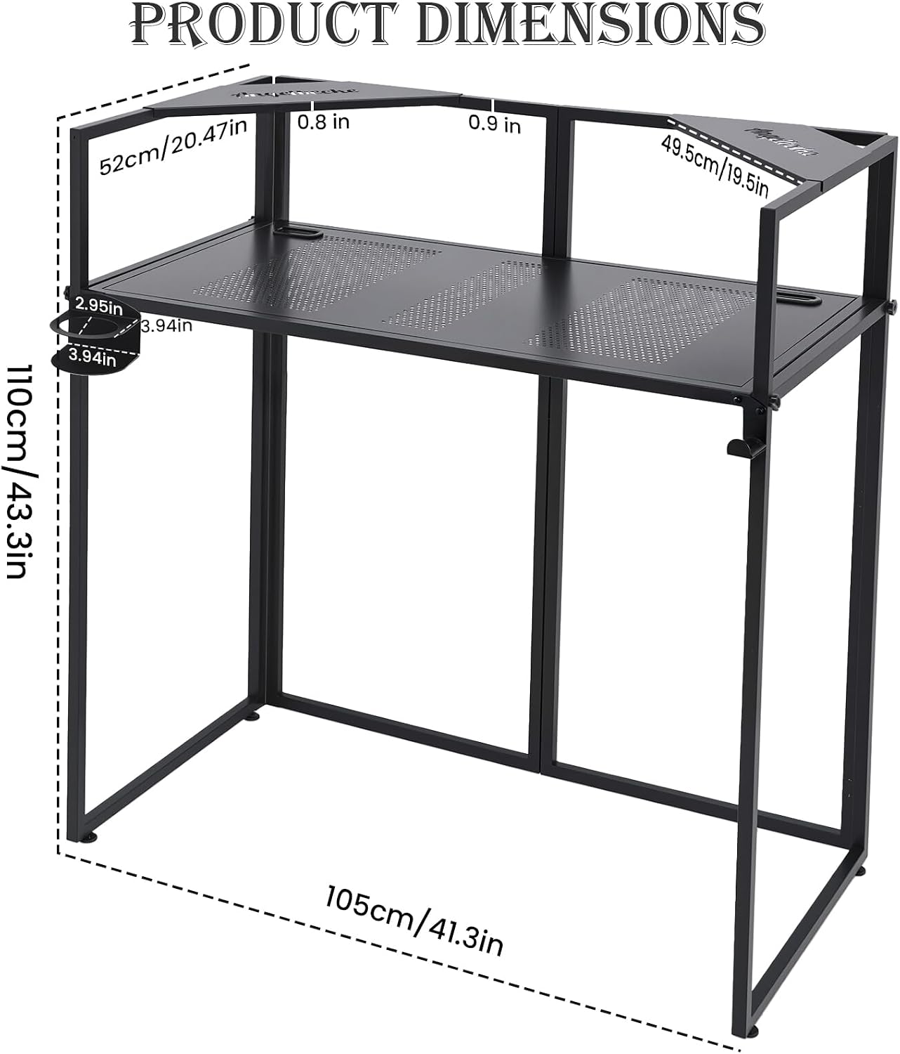 Portable DJ Booth Facade,DJ Table,Heavy-Duty DJ Table Stand Portable Booth,Iron Plate Surface DJ Facade Booth,with Carry Bag & Hook & Cup Holder (41.3'L x 20.4'W x 43.3'H)