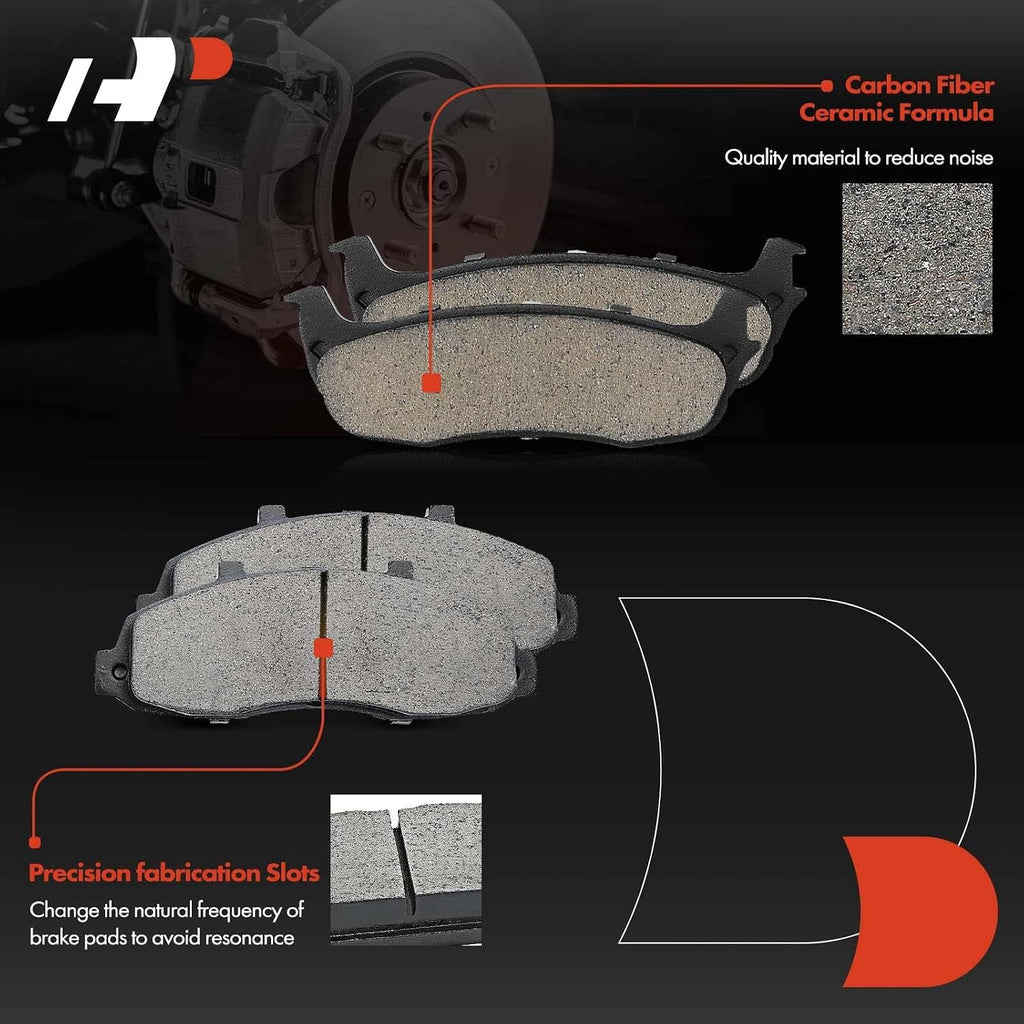 A-Premium Front and Rear Drilled and Slotted Disc Brake Rotors + Ceramic Pads Kit Compatible with Select Ford and Lincoln Models - F-150 F150 2000-2003 (RWD), Blackwood 2002, 12-PC Set