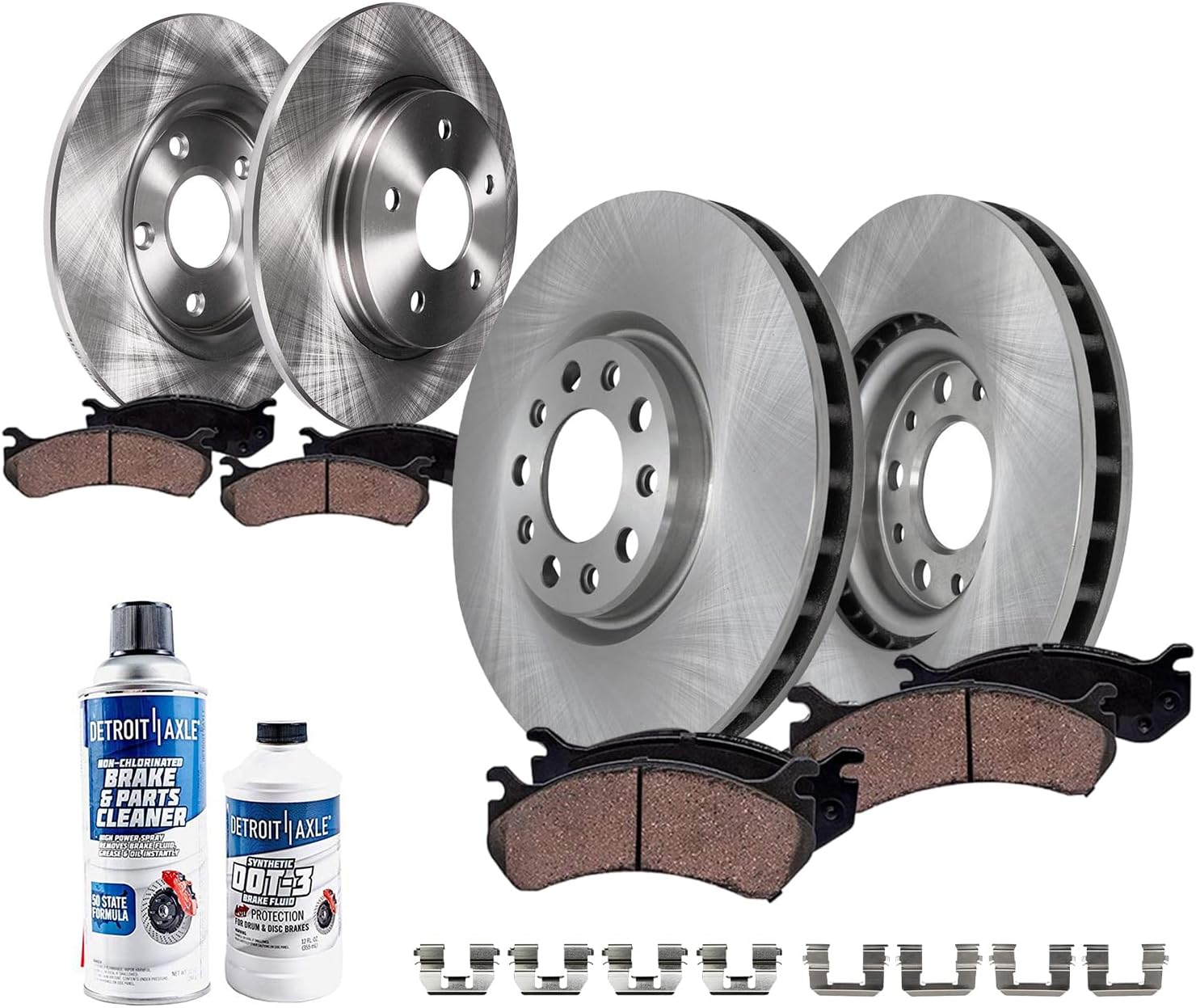 Detroit Axle - 10pc Brake Kit for 2017 2018 Chevy Malibu [with Manual Parking Brake], Disc Brakes Rotors Ceramic Brake Pads Replacement: 11.81' inch Front and 11.34' inch Rear Rotor